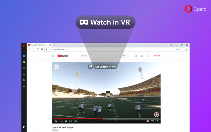 Opera 49 воспроизводит видео VR360, планируется интеграция с WebVR