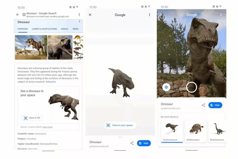 В поиске Google появились динозавры