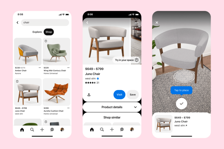 Примерка мебели в дополненной реальности открылась в Pinterest