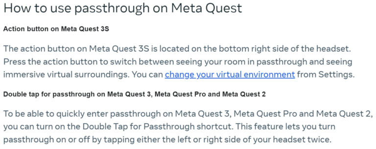 Meta* рассказала, что у Quest 3S будет кнопка перехода между виртуальной и обычной реальностью