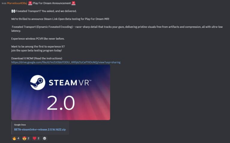 Steam Link работает на Play for Dream MR с отслеживанием глаз
