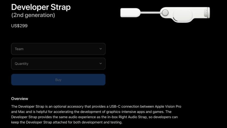 Второе поколение Developer Strap для Vision Pro ускорили до 20 Гбит/с